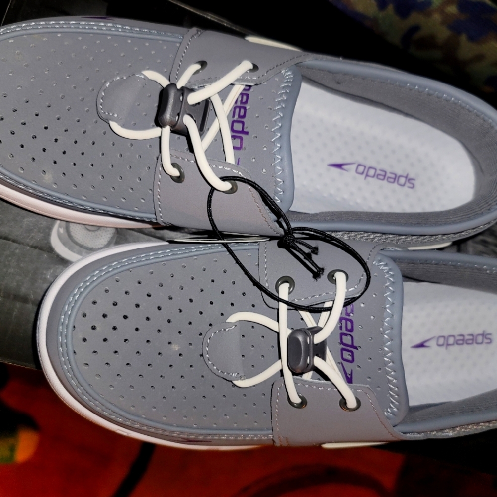 Speedo Gray Perforated Boat Shoes. Traction in and around Water.